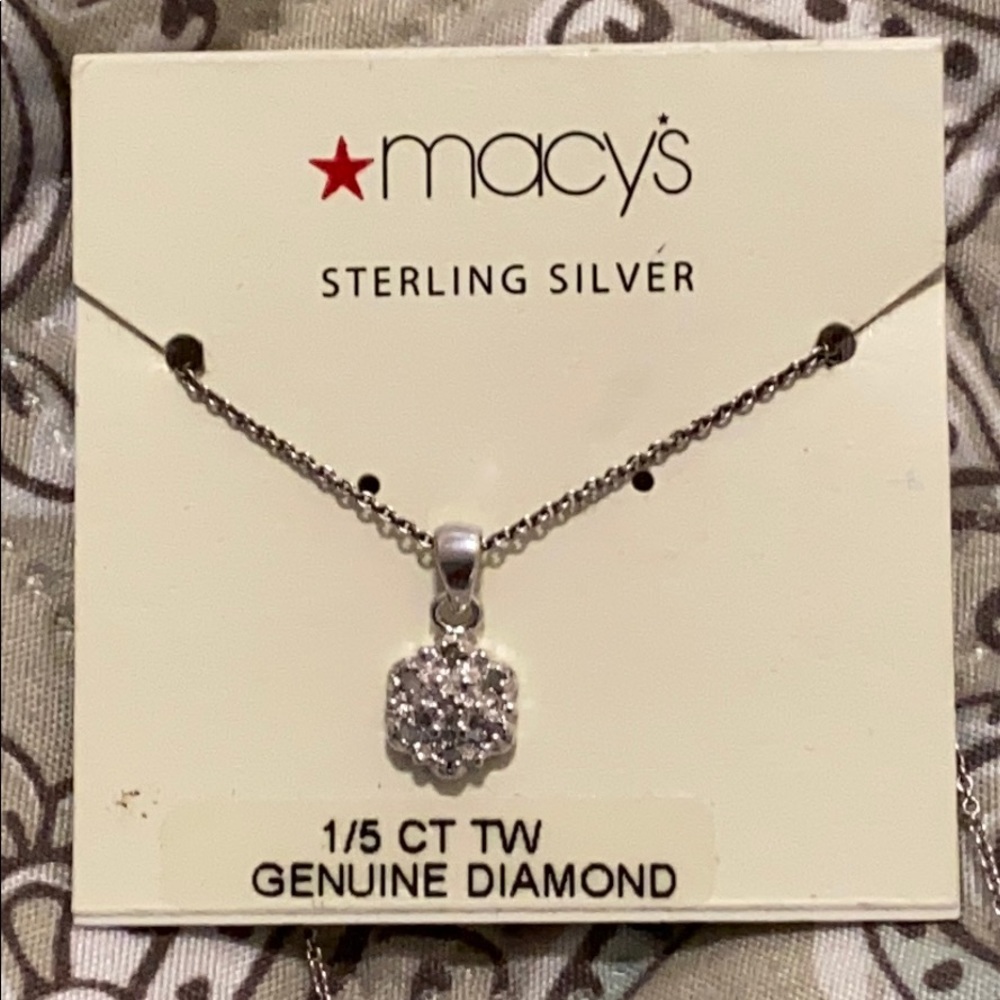 Sterling Silver Diamond Necklace NWT 18”
